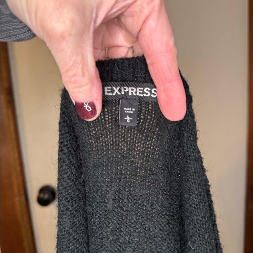 Express Black Sweater with White Heart Pattern - Picture 3 of 3
